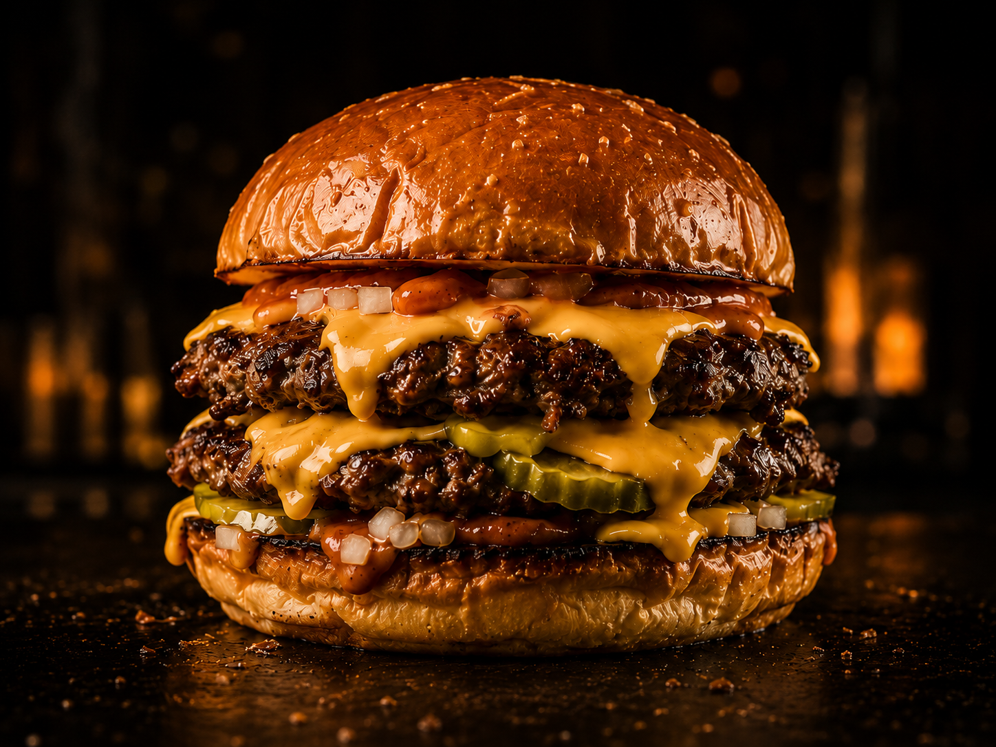Burger on the board with fries